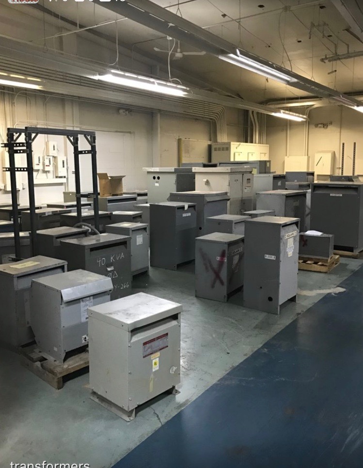 Inside our Corona warehouse — transformers and gear from recent buys